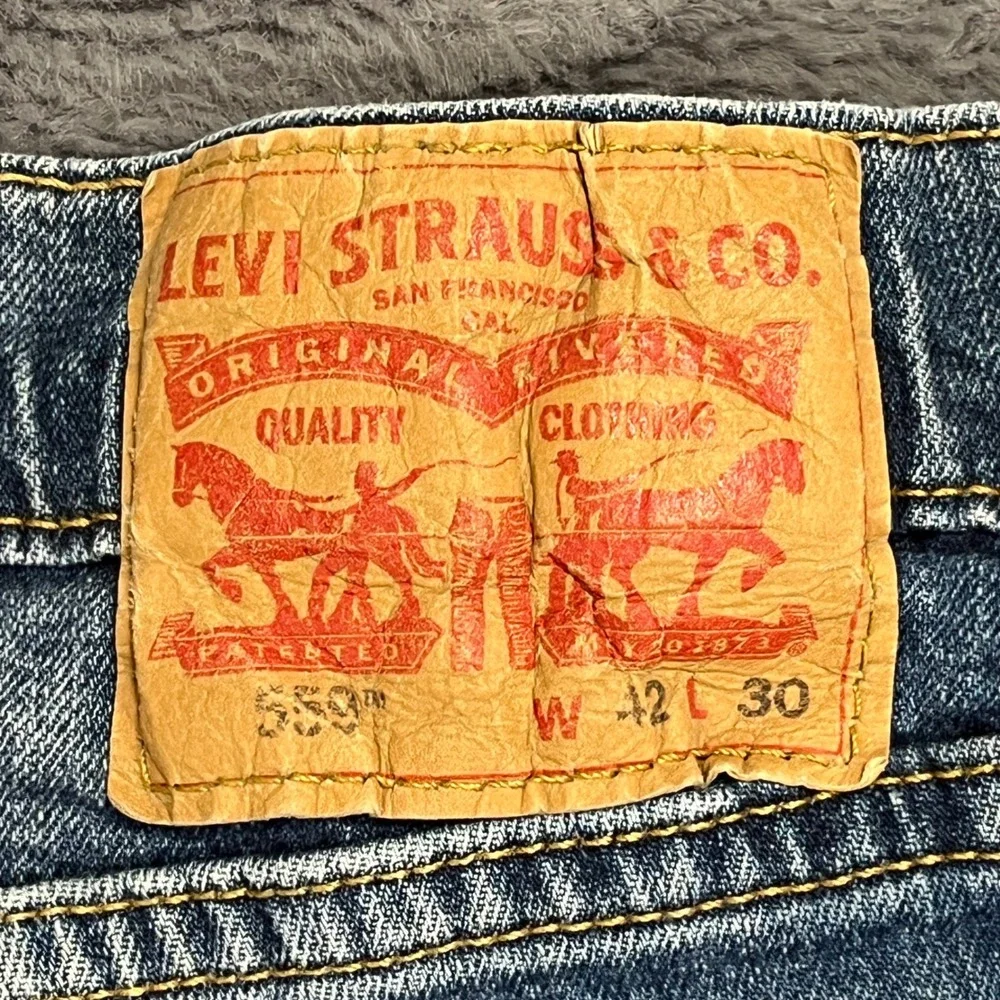 Levis 559 Relaxed Straight Mens Jeans 42x30 Blue Medium Wash Stretch 00559-0550